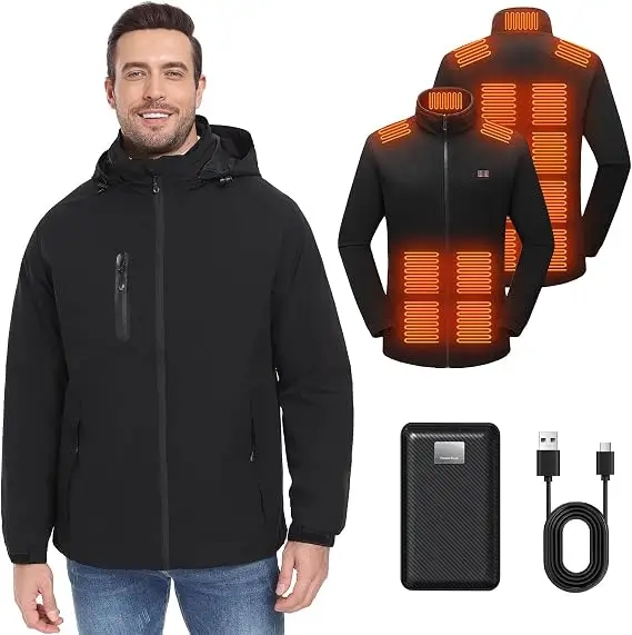 Men's 3-in-1 Heated Jacket with Battery, 15 Heat Zones, Winter Heated Coat