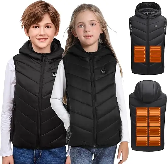 Kids Heated Vest with Hood,10 Heating Zones for Boys&Girls,10000mAh