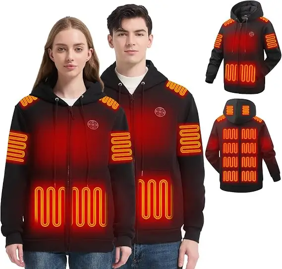 Heated Hoodie for Men Women with Battery, 16-Zone, Zipper Heated Sweatshirt